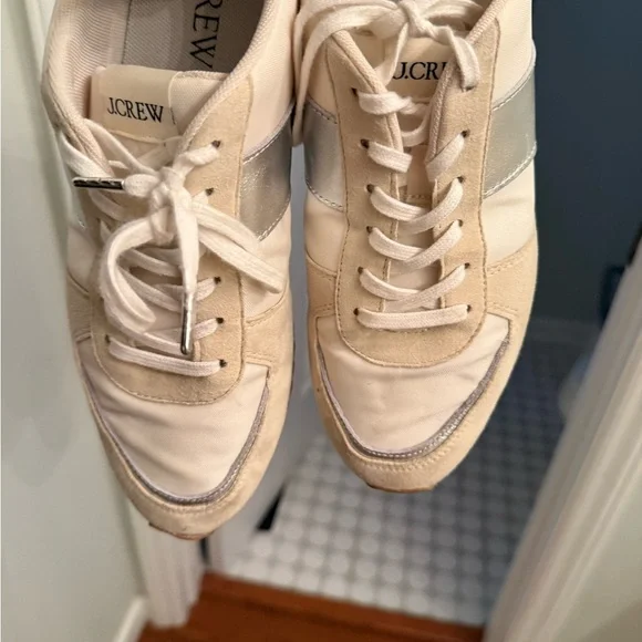 J Crew trainers in metallic colorblock Women's Cream Sneakers with Gold Accents - Picture 11 of 12